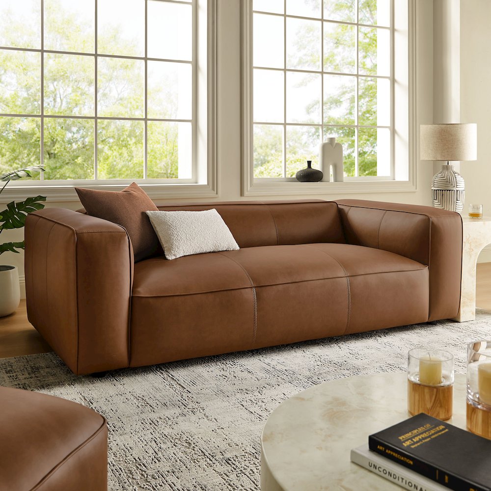 Auren Upholstered Vegan Leather Sofa. Picture 9