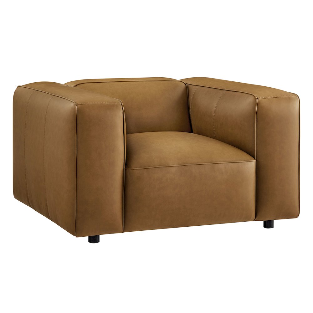 Auren Upholstered Vegan Leather Modular Armchair. Picture 1