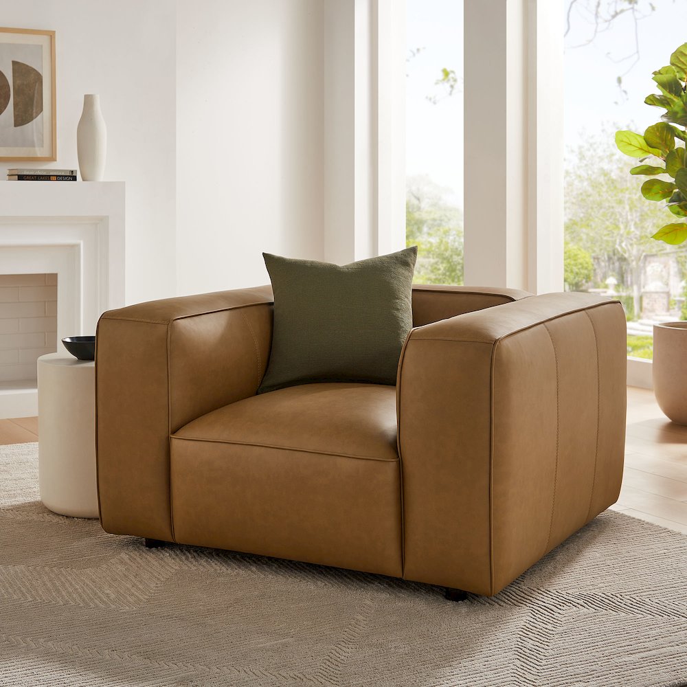 Auren Upholstered Vegan Leather Modular Armchair. Picture 9