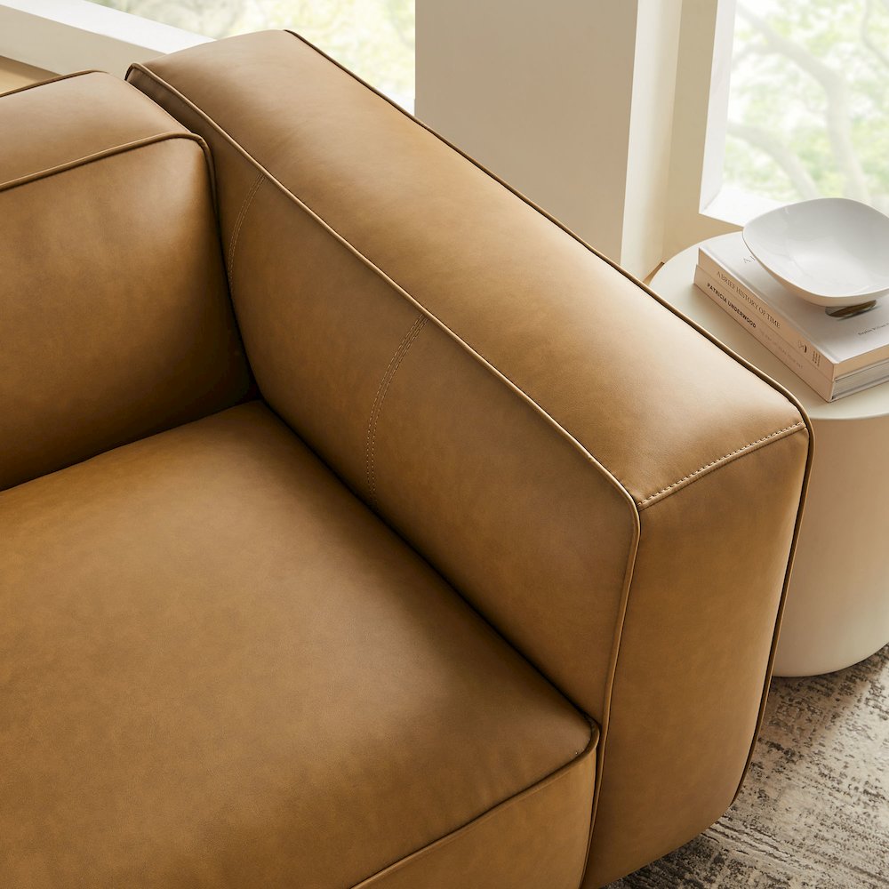 Auren Upholstered Vegan Leather Modular Right Armchair. Picture 10