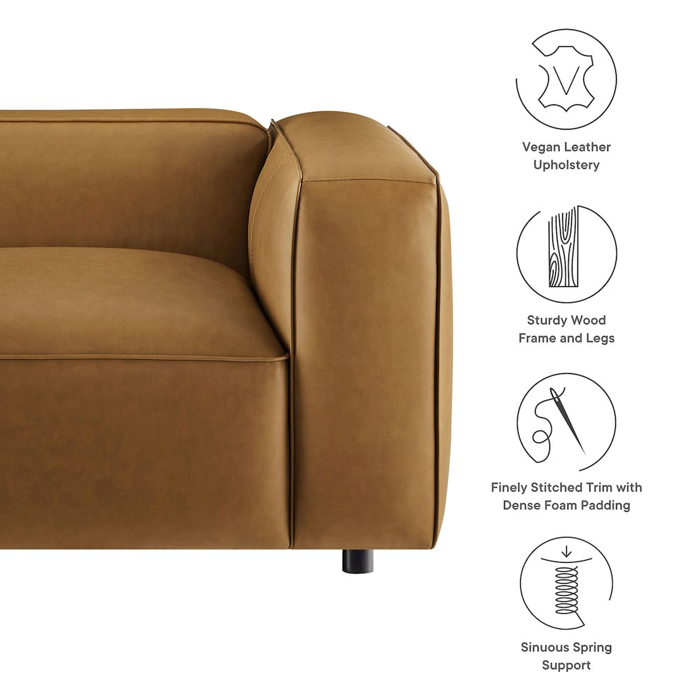 Auren Upholstered Vegan Leather Modular Right Armchair. Picture 3
