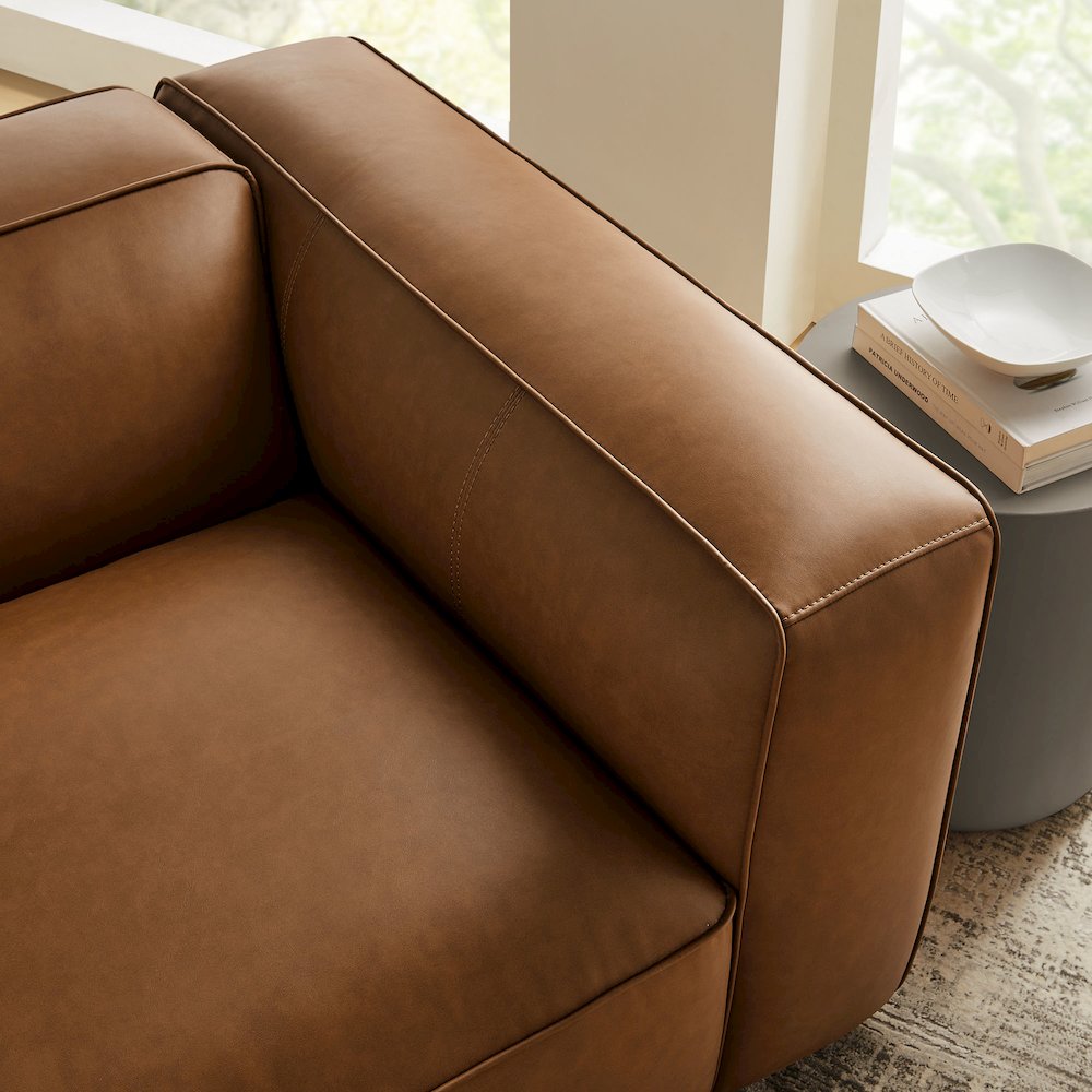 Auren Upholstered Vegan Leather Modular Right Armchair. Picture 10