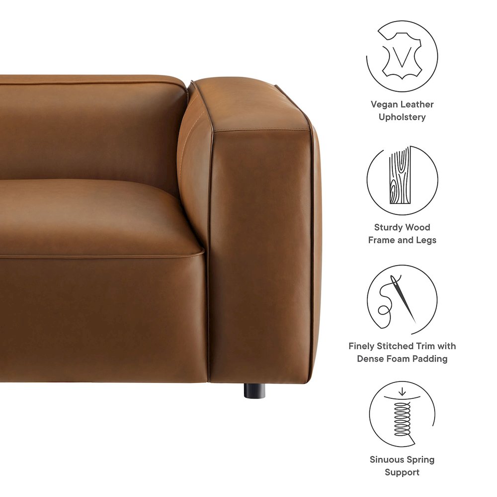 Auren Upholstered Vegan Leather Modular Right Armchair. Picture 3