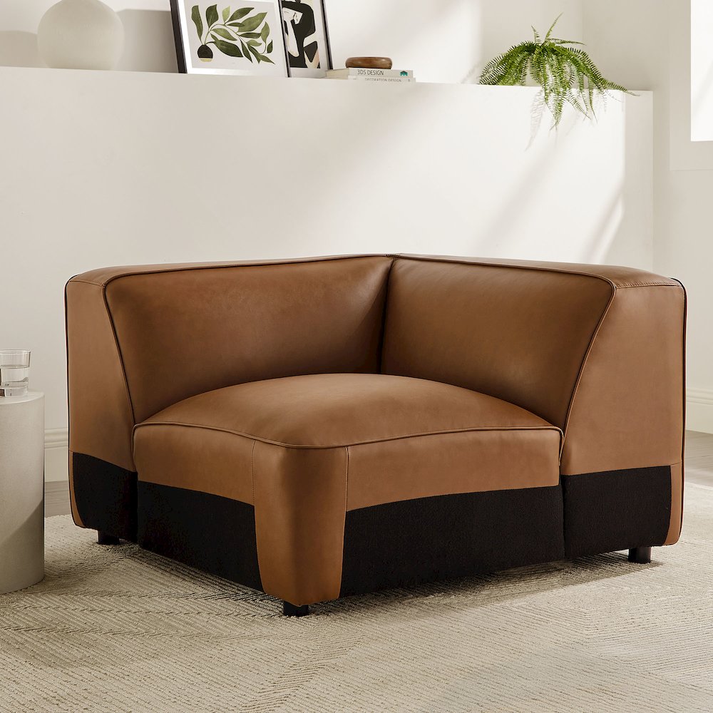 Auren Upholstered Vegan Leather Modular Corner Chair. Picture 9