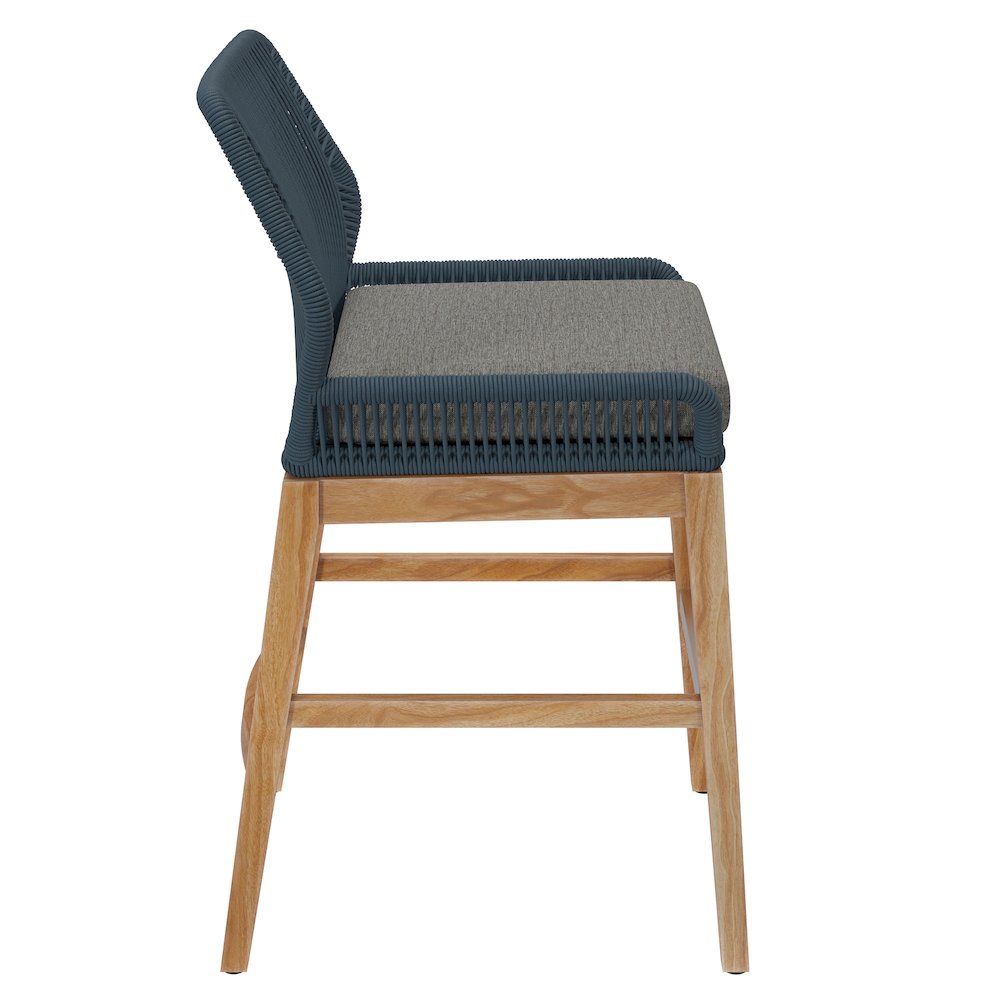 Wellspring Outdoor Patio Teak and Rope Counter Stool. Picture 4