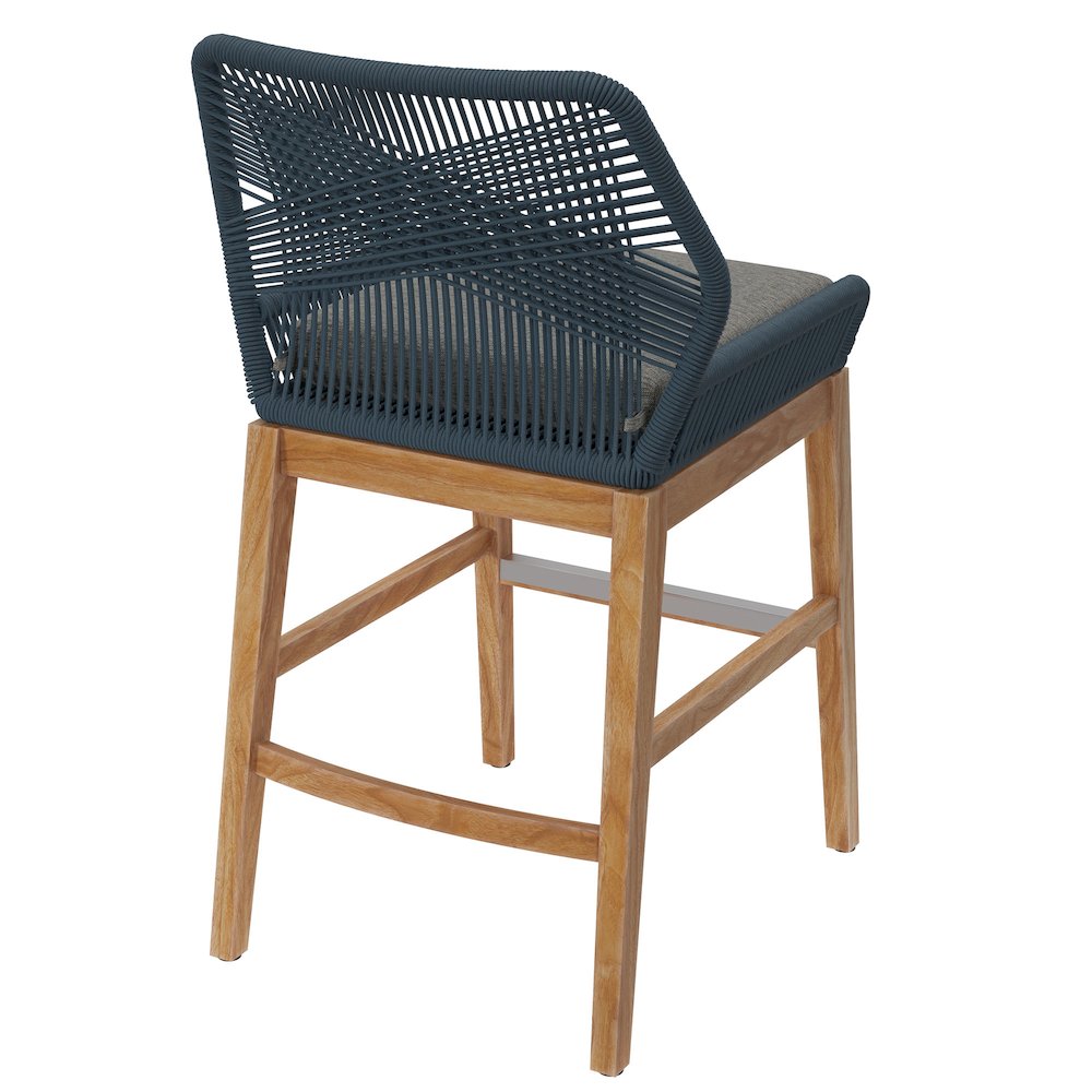Wellspring Outdoor Patio Teak and Rope Counter Stool. Picture 5