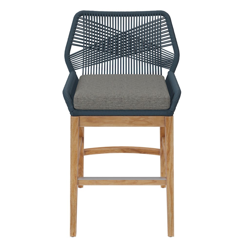 Wellspring Outdoor Patio Teak and Rope Counter Stool. Picture 6