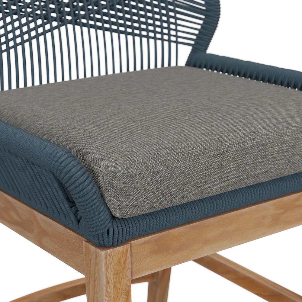 Wellspring Outdoor Patio Teak and Rope Counter Stool. Picture 7