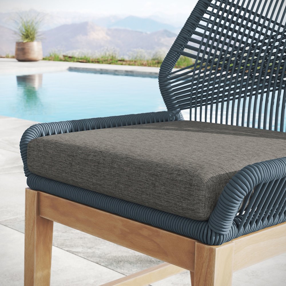 Wellspring Outdoor Patio Teak and Rope Counter Stool. Picture 9