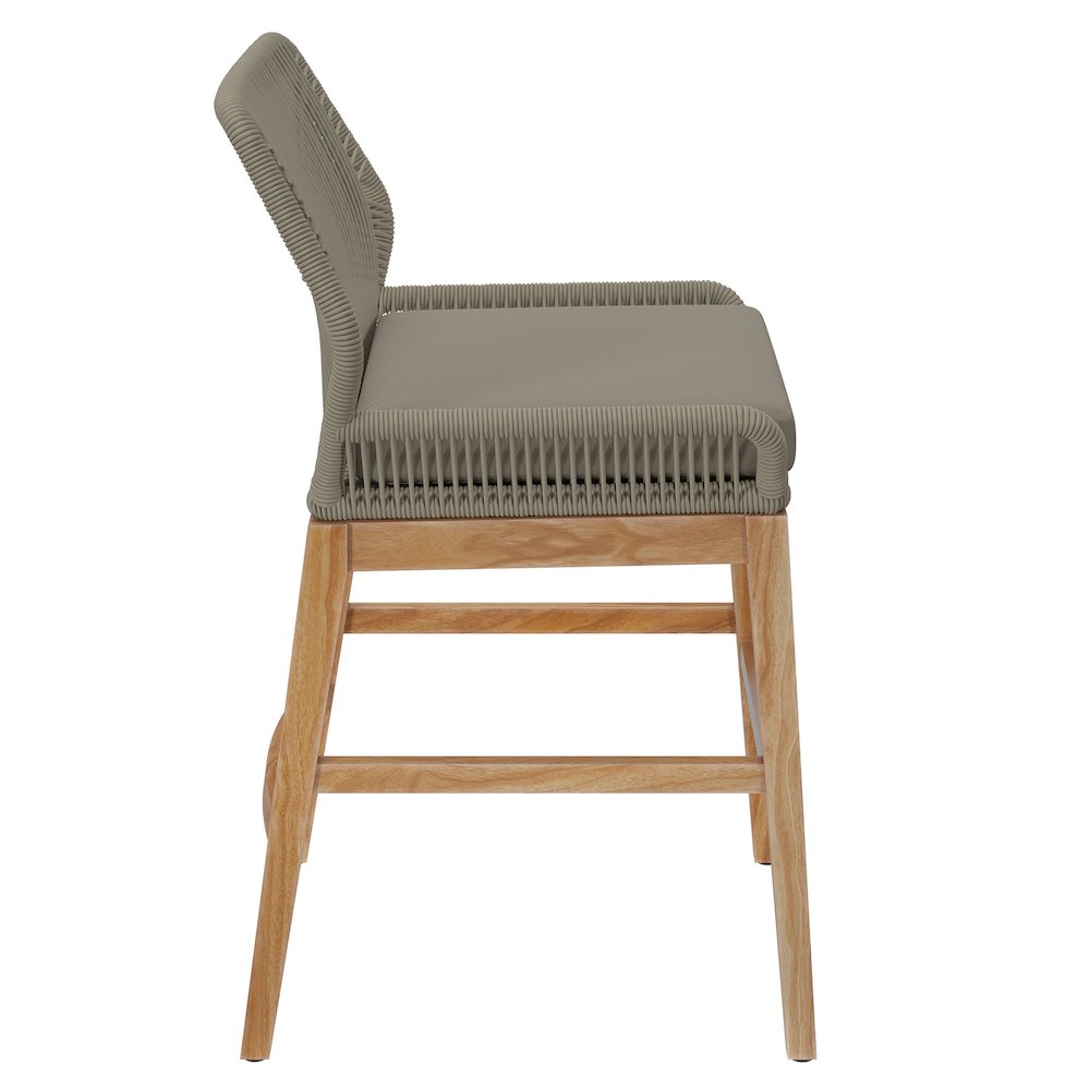 Wellspring Outdoor Patio Teak and Rope Counter Stool. Picture 4