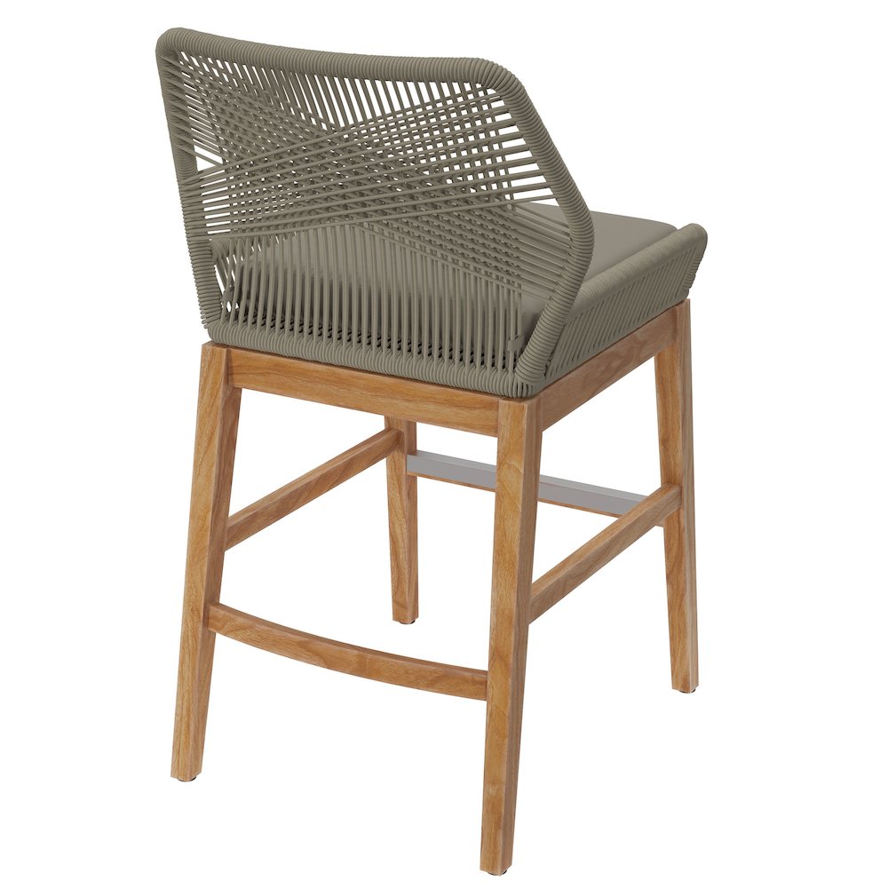 Wellspring Outdoor Patio Teak and Rope Counter Stool. Picture 5
