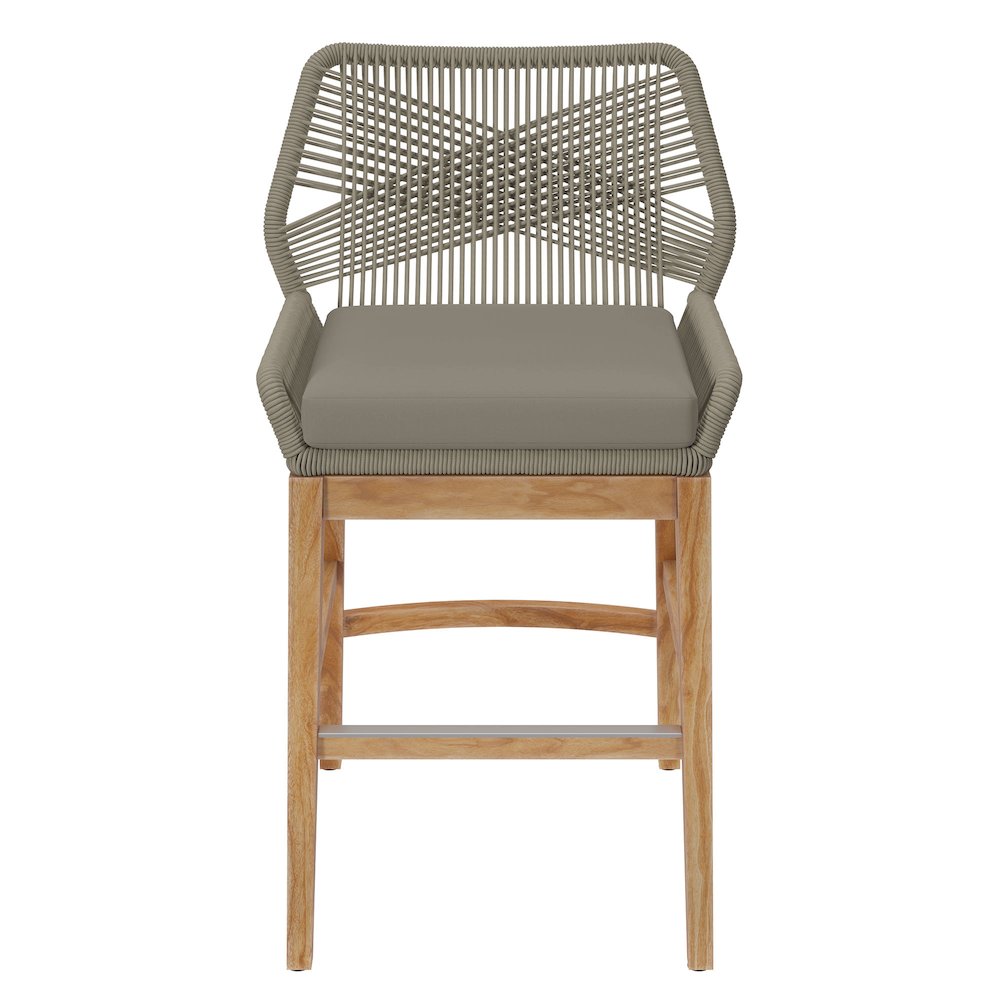 Wellspring Outdoor Patio Teak and Rope Counter Stool. Picture 6