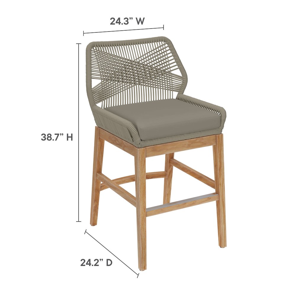 Wellspring Outdoor Patio Teak and Rope Counter Stool. Picture 3