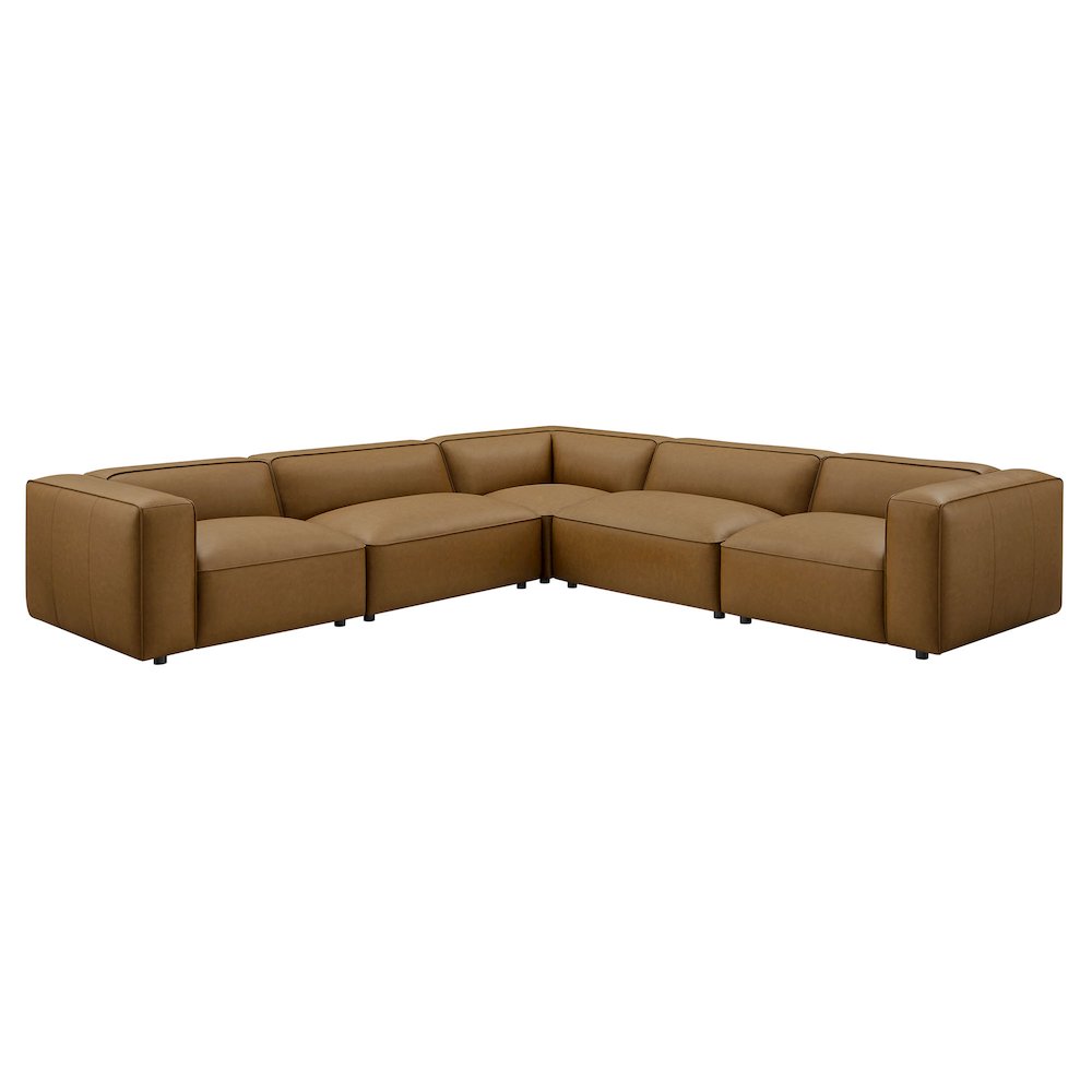 Auren 5-Piece Upholstered Vegan Leather Modular L-Shaped Sofa. Picture 1