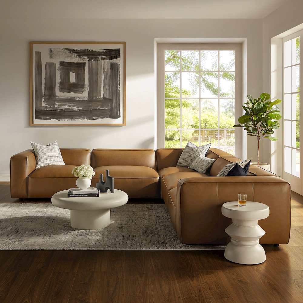 Auren 5-Piece Upholstered Vegan Leather Modular L-Shaped Sofa. Picture 8