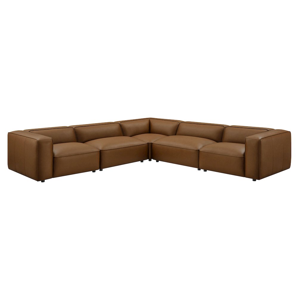 Auren 5-Piece Upholstered Vegan Leather Modular L-Shaped Sofa. Picture 1