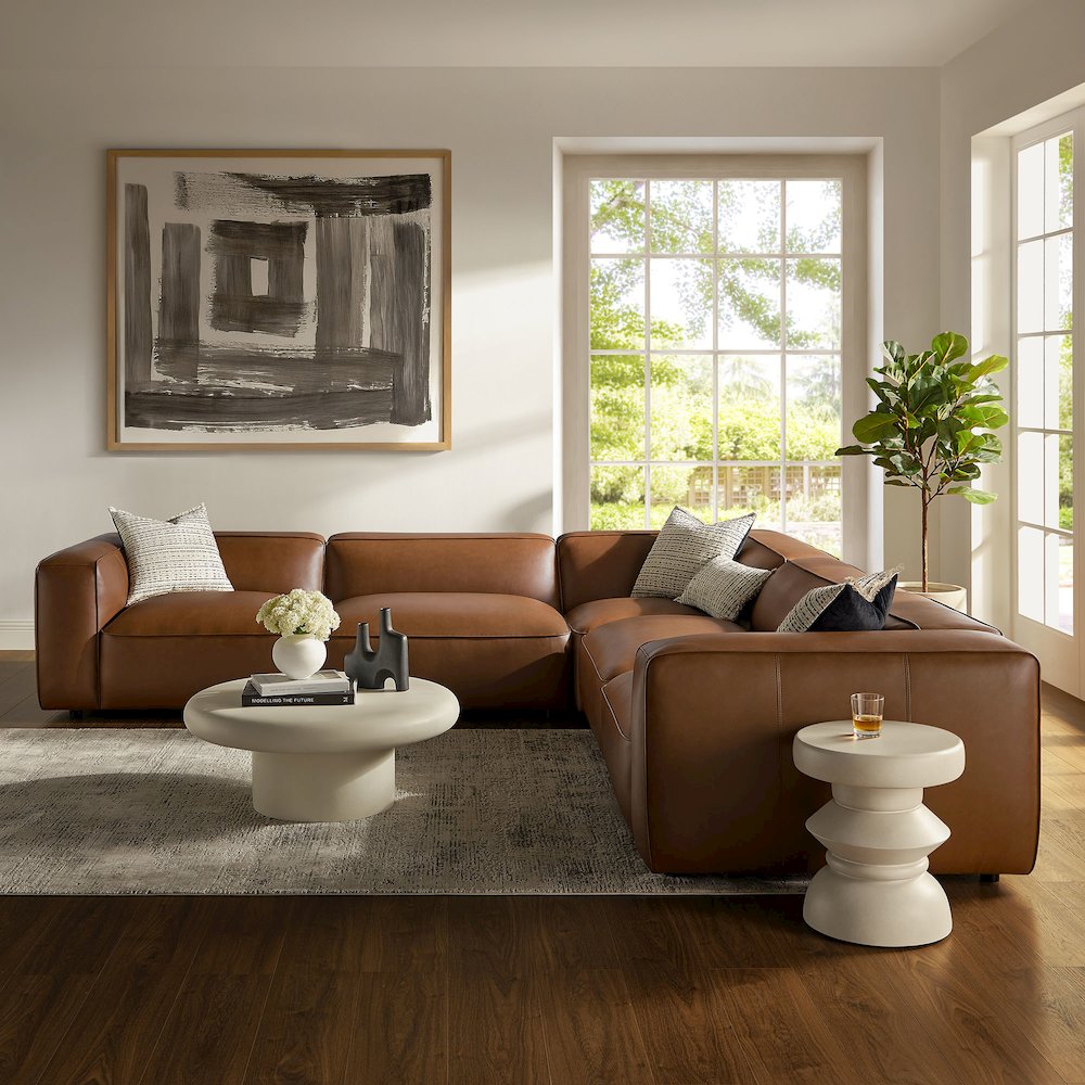 Auren 5-Piece Upholstered Vegan Leather Modular L-Shaped Sofa. Picture 8