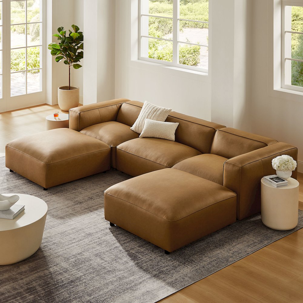 Auren 5-Piece Upholstered Vegan Leather Modular U-Shaped Sofa. Picture 8