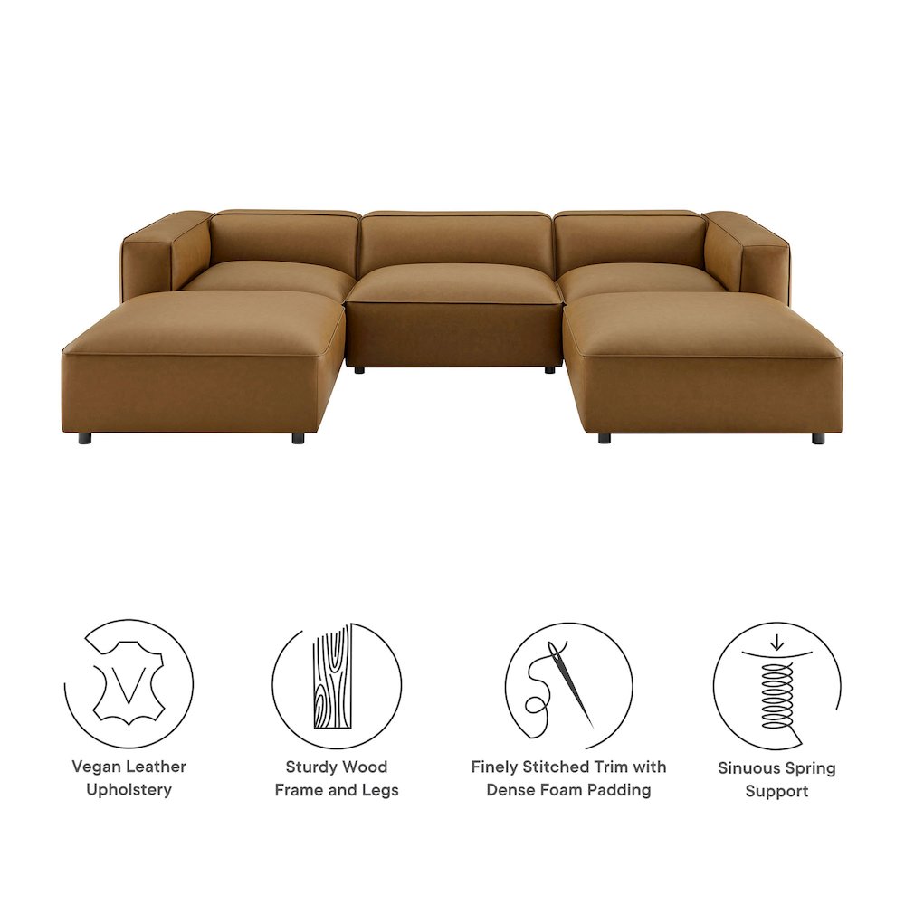 Auren 5-Piece Upholstered Vegan Leather Modular U-Shaped Sofa. Picture 6