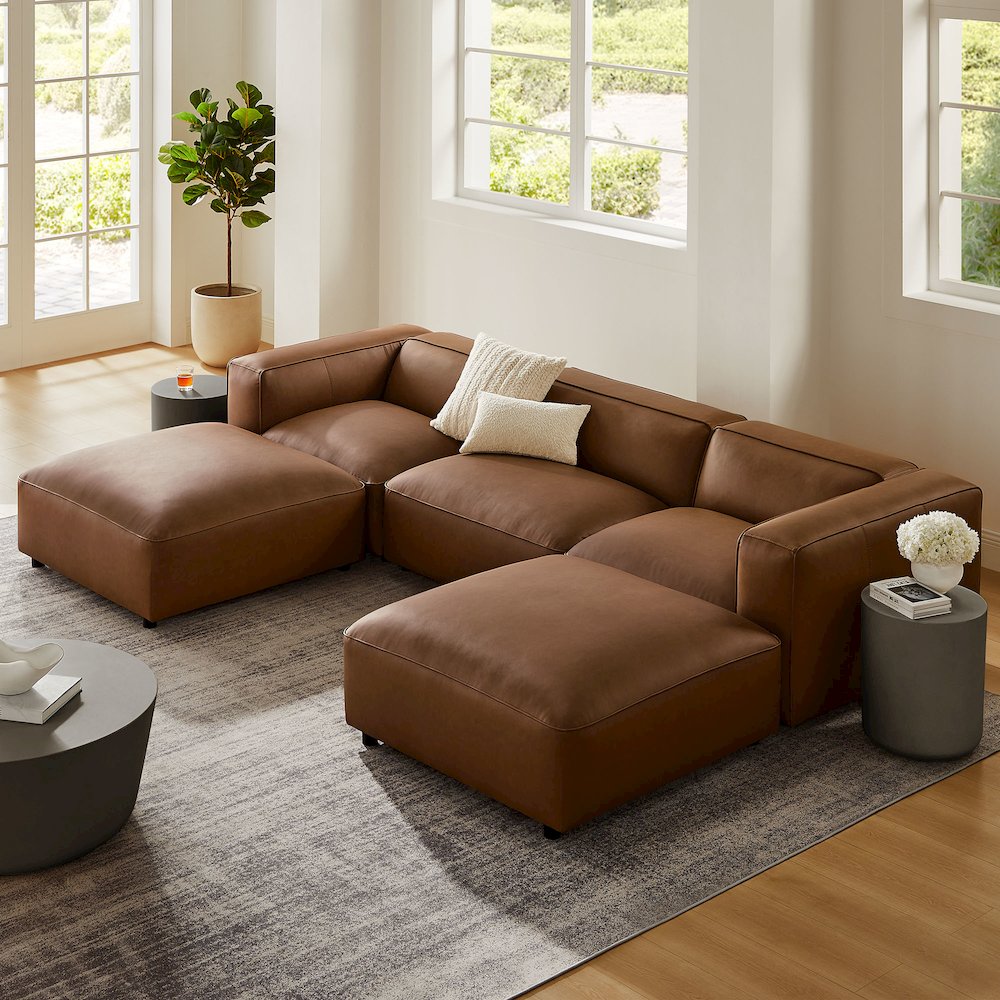 Auren 5-Piece Upholstered Vegan Leather Modular U-Shaped Sofa. Picture 8