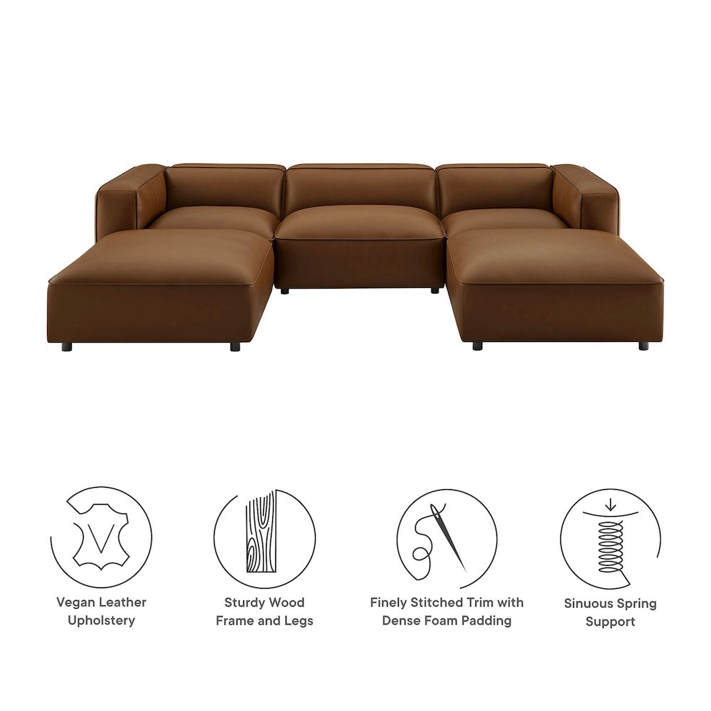 Auren 5-Piece Upholstered Vegan Leather Modular U-Shaped Sofa. Picture 5