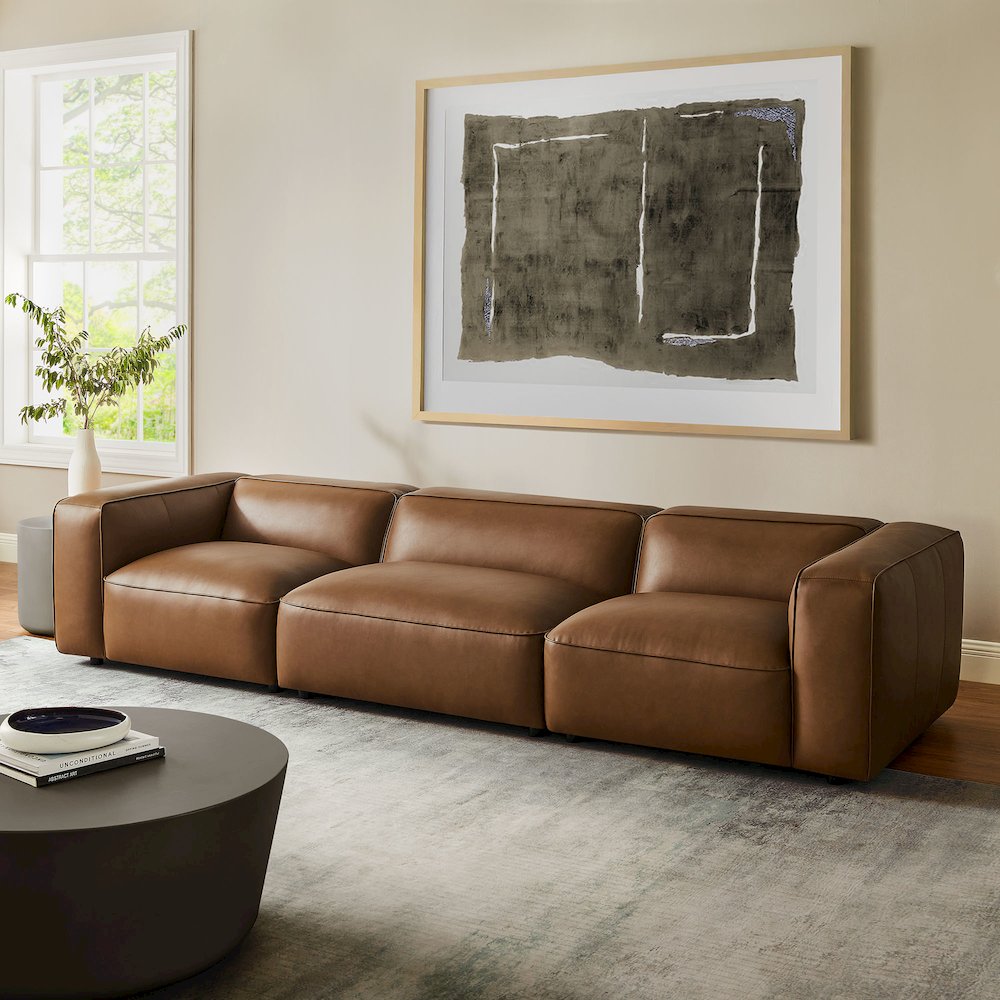 Auren 3-Piece Upholstered Vegan Leather Modular Sofa. Picture 7