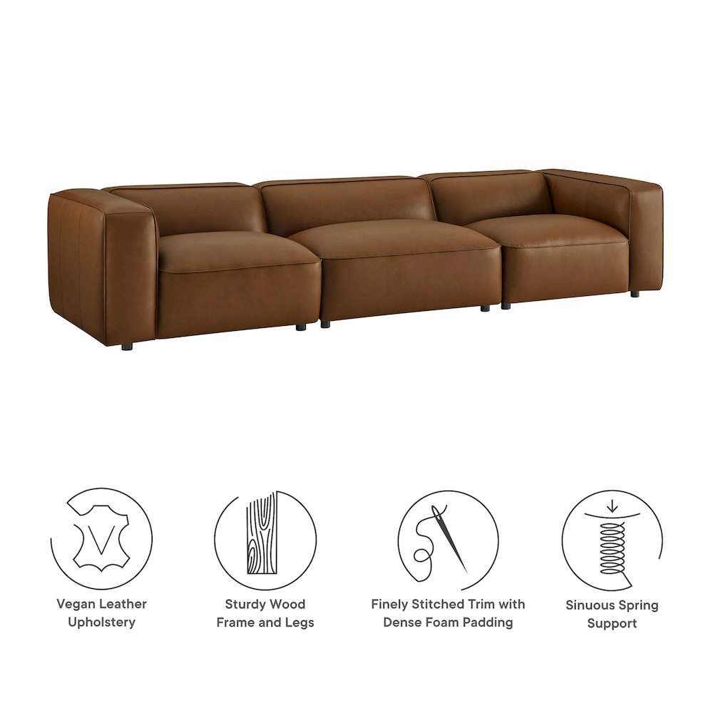 Auren 3-Piece Upholstered Vegan Leather Modular Sofa. Picture 5