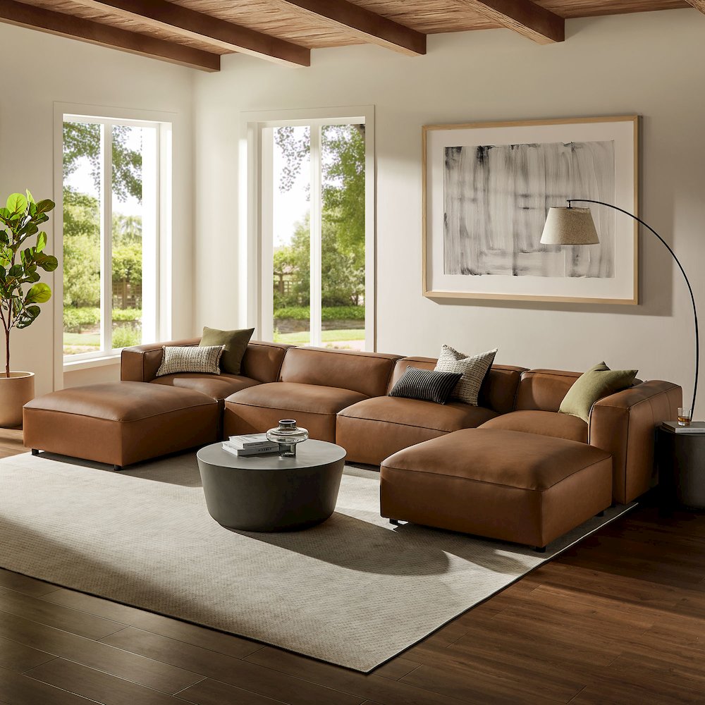 Auren 6-Piece Upholstered Vegan Leather Modular Sofa. Picture 8