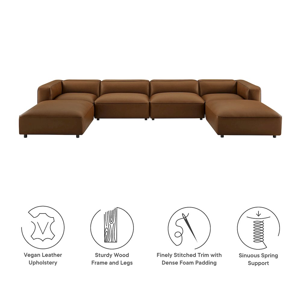 Auren 6-Piece Upholstered Vegan Leather Modular Sofa. Picture 6
