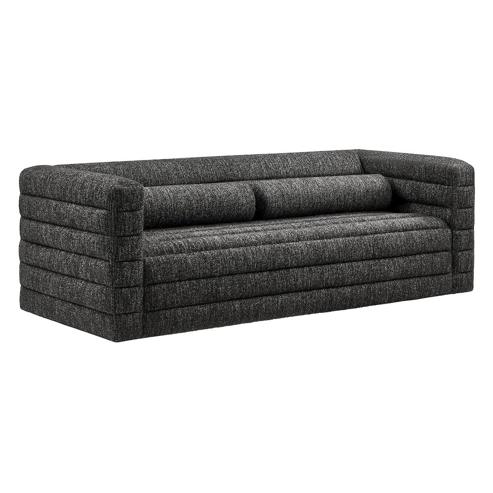 Relle Channel Tufted Boucle Upholstered Sofa. Picture 1