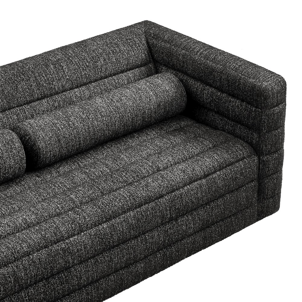 Relle Channel Tufted Boucle Upholstered Sofa. Picture 7
