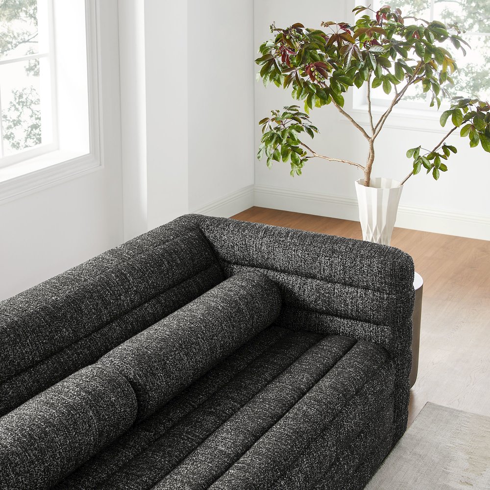 Relle Channel Tufted Boucle Upholstered Sofa. Picture 9