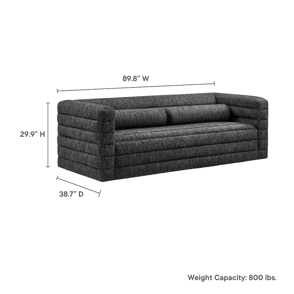 Relle Channel Tufted Boucle Upholstered Sofa. Picture 3