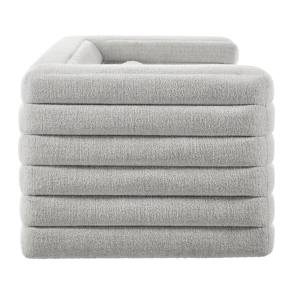 Relle Channel Tufted Boucle Upholstered Sofa. Picture 4