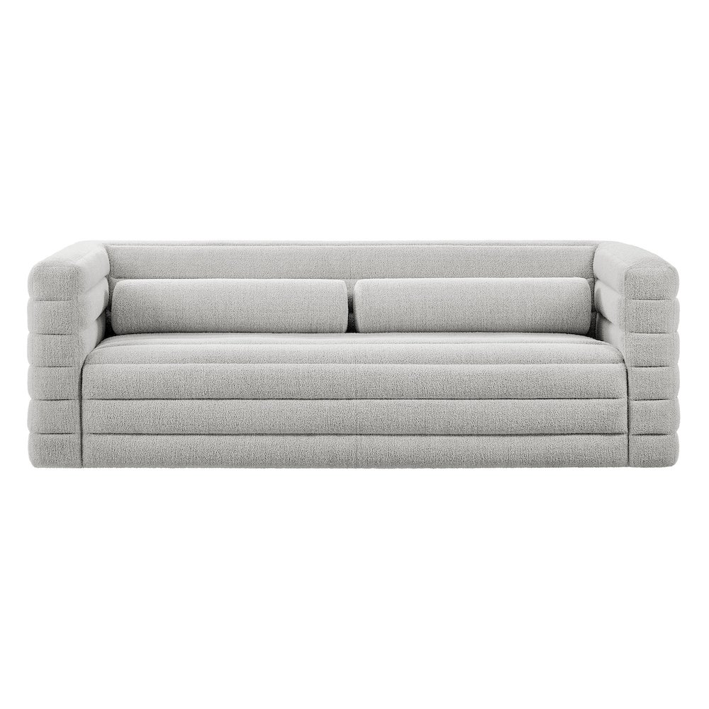 Relle Channel Tufted Boucle Upholstered Sofa. Picture 6