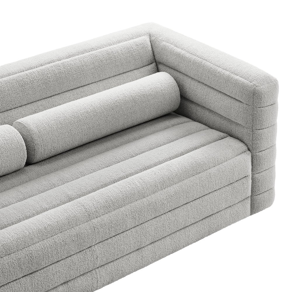 Relle Channel Tufted Boucle Upholstered Sofa. Picture 7