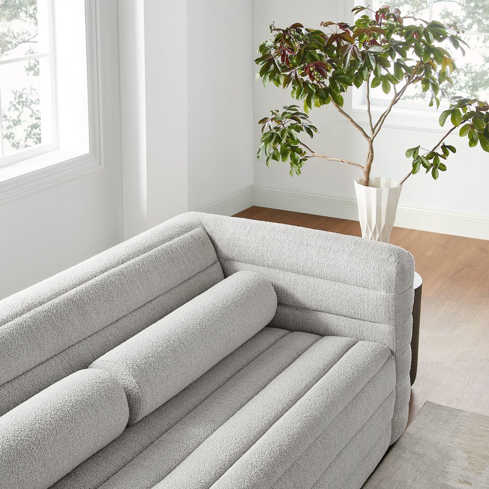 Relle Channel Tufted Boucle Upholstered Sofa. Picture 9
