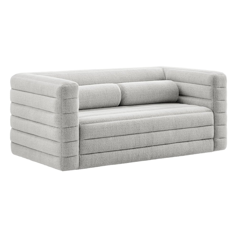Relle Channel Tufted Boucle Upholstered Loveseat. Picture 1