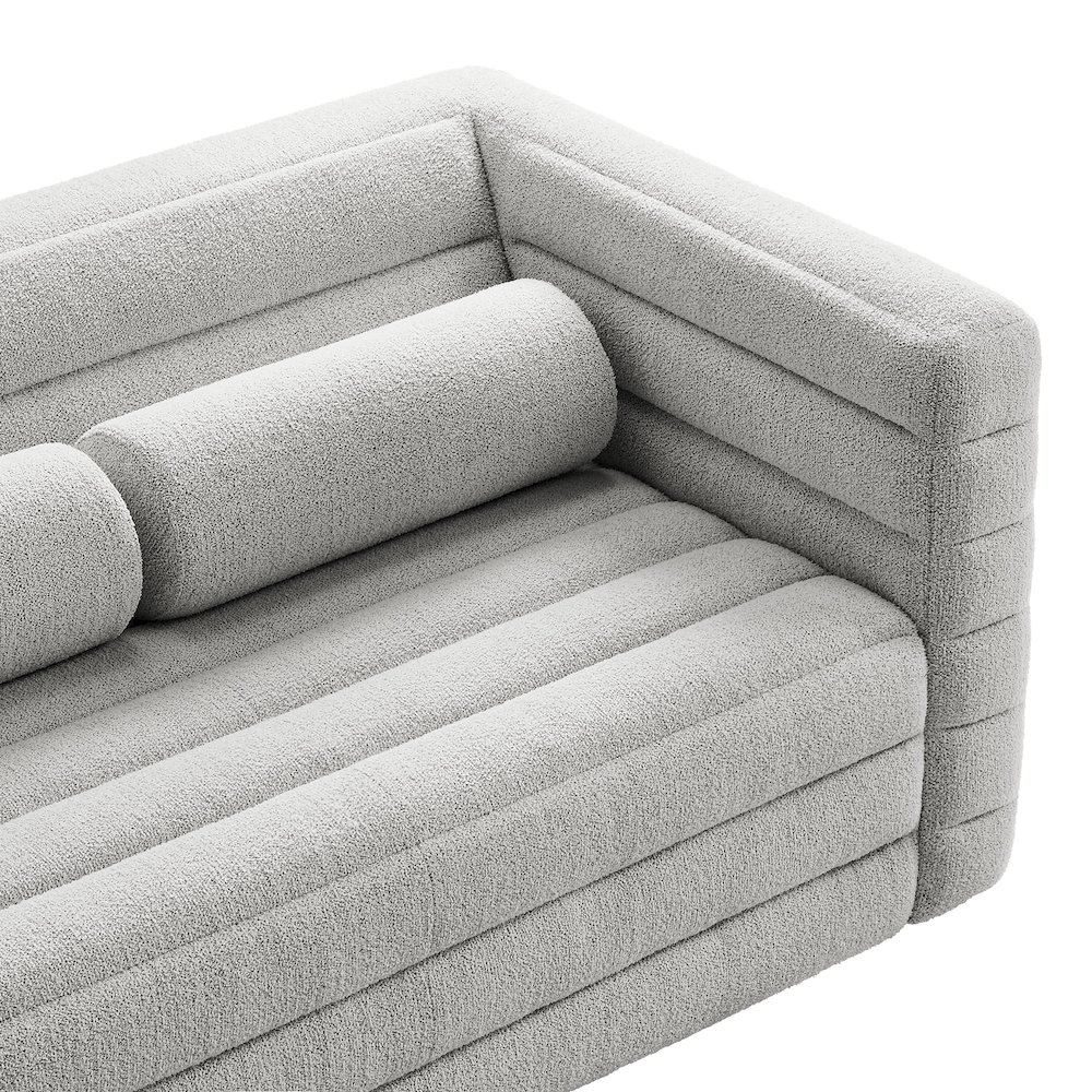 Relle Channel Tufted Boucle Upholstered Loveseat. Picture 7