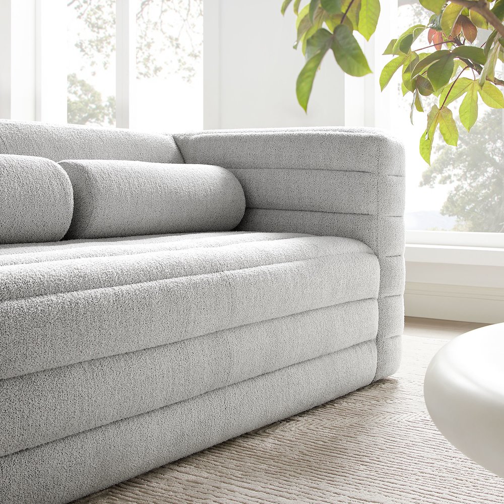 Relle Channel Tufted Boucle Upholstered Loveseat. Picture 9