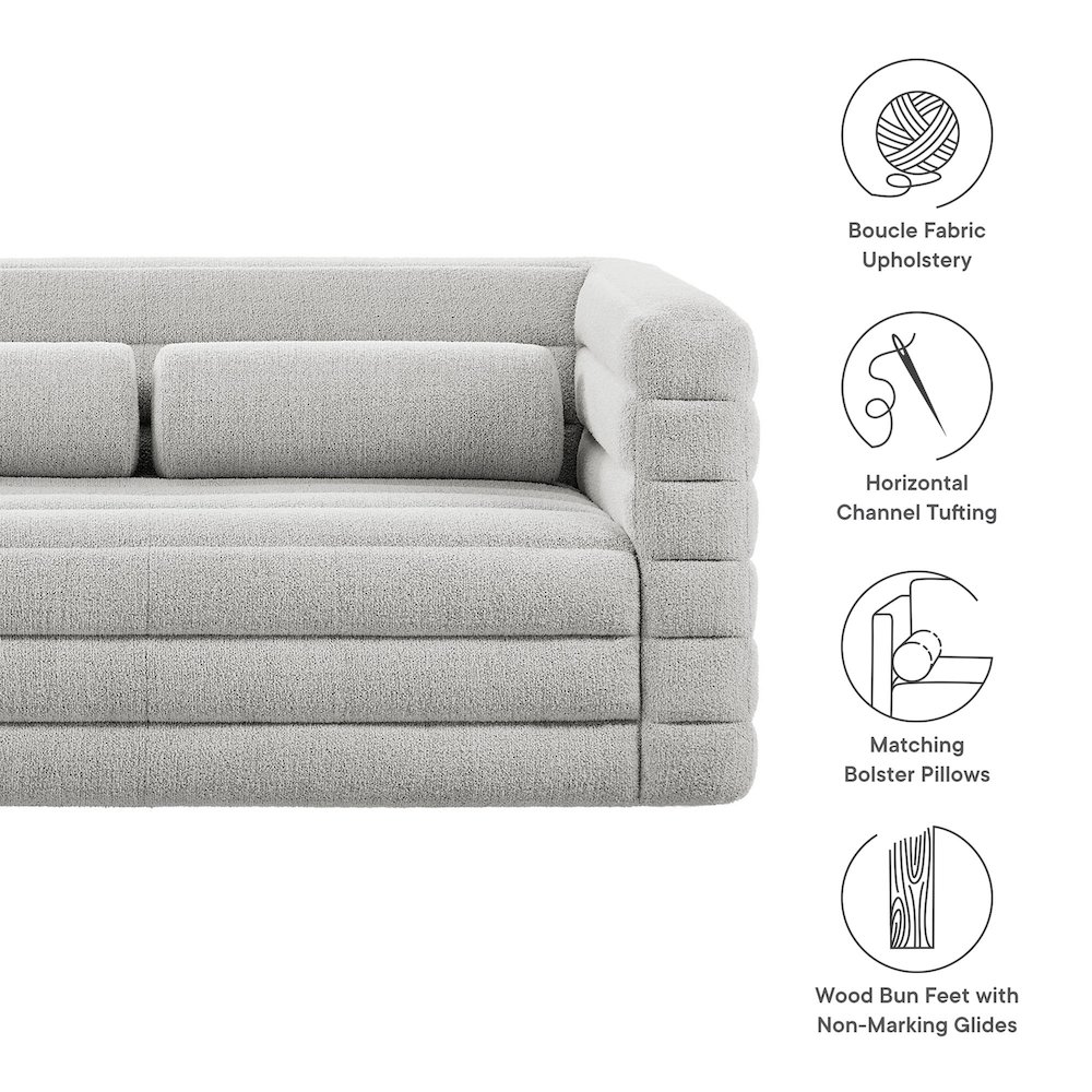 Relle Channel Tufted Boucle Upholstered Loveseat. Picture 2
