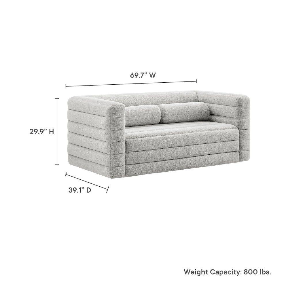Relle Channel Tufted Boucle Upholstered Loveseat. Picture 3