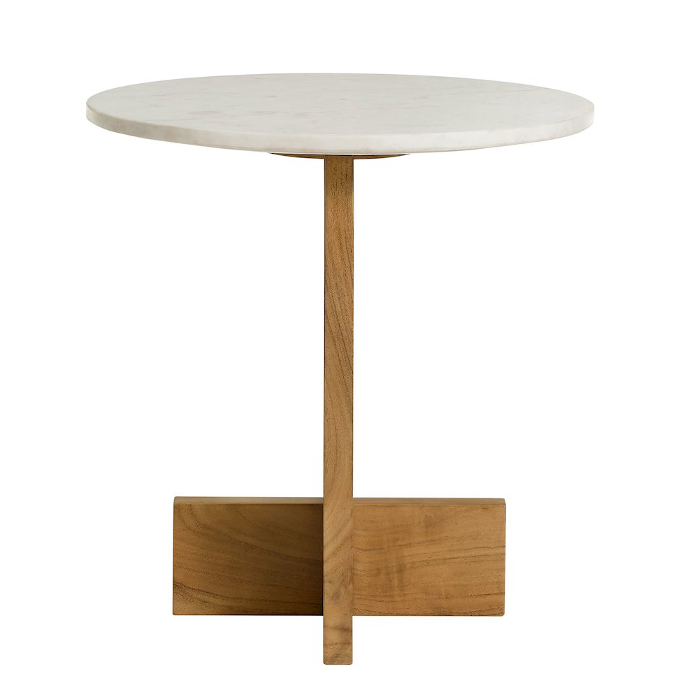 Tarin Acacia Wood and Marble Side Table. Picture 4