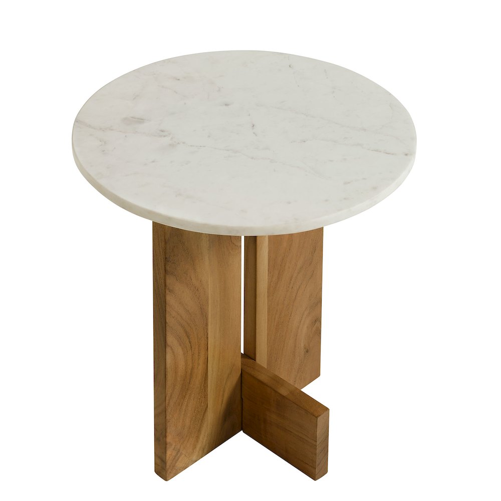 Tarin Acacia Wood and Marble Side Table. Picture 5