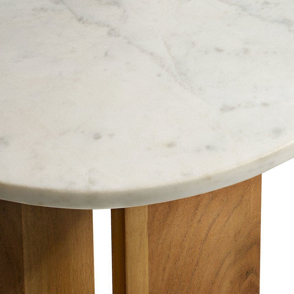 Tarin Acacia Wood and Marble Side Table. Picture 6