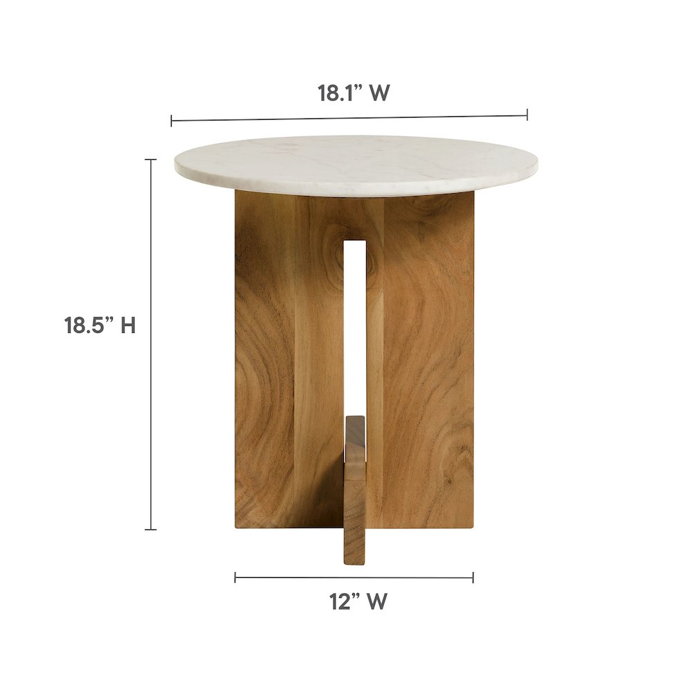 Tarin Acacia Wood and Marble Side Table. Picture 3