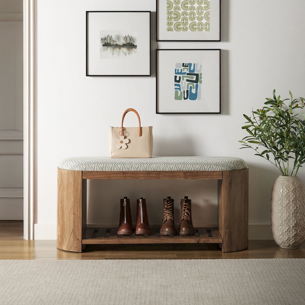 Ashby 45" Geometric Upholstered Bench. Picture 7
