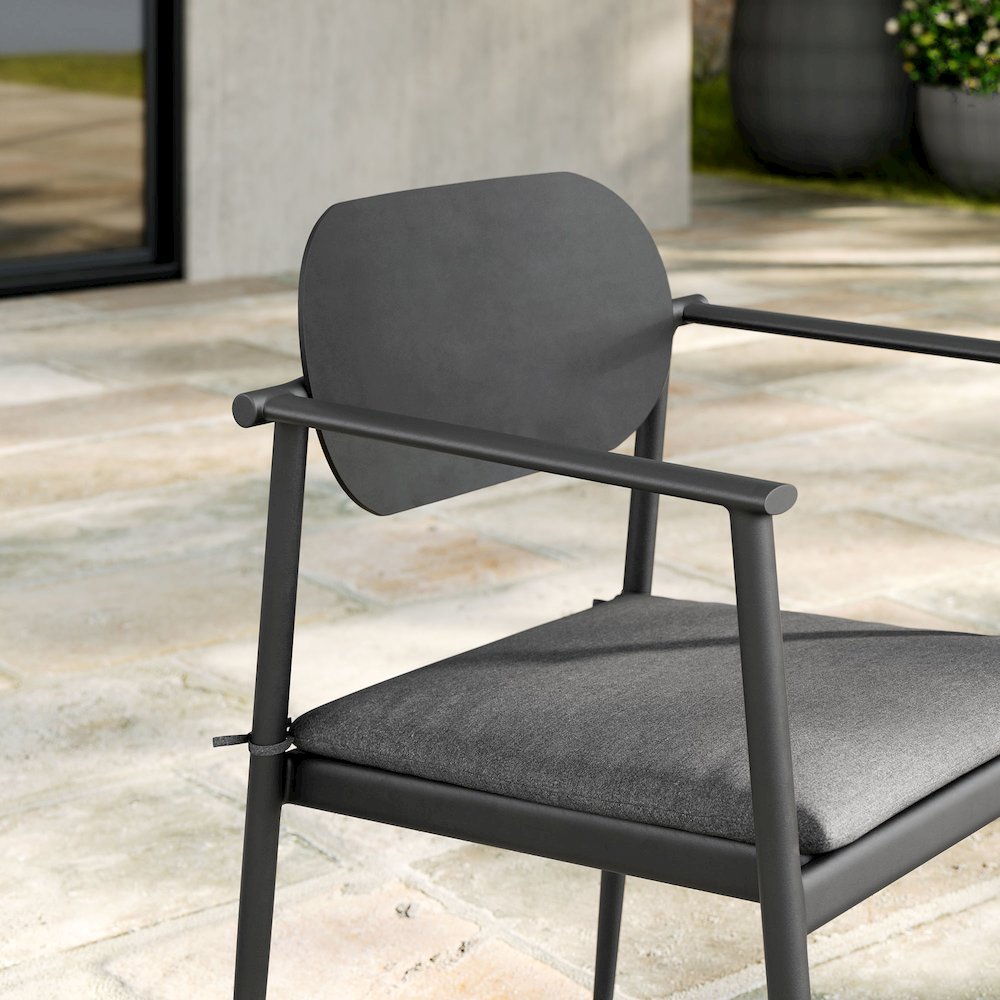 Aeris Stackable Outdoor Patio Aluminum Dining Armchair Set of 2. Picture 10