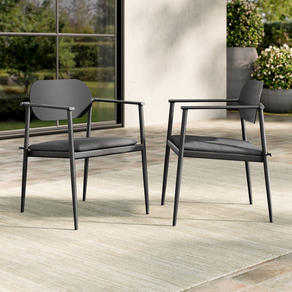 Aeris Stackable Outdoor Patio Aluminum Dining Armchair Set of 2. Picture 9