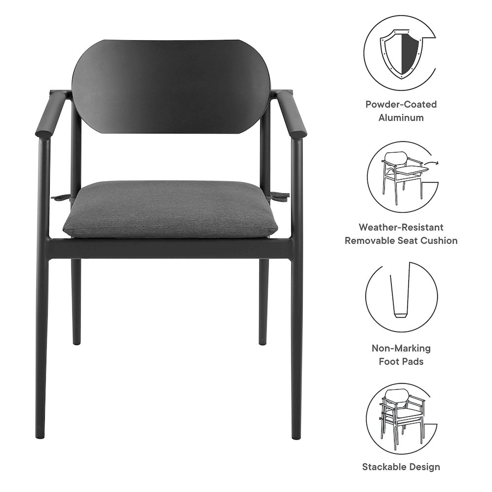 Aeris Stackable Outdoor Patio Aluminum Dining Armchair Set of 2. Picture 2